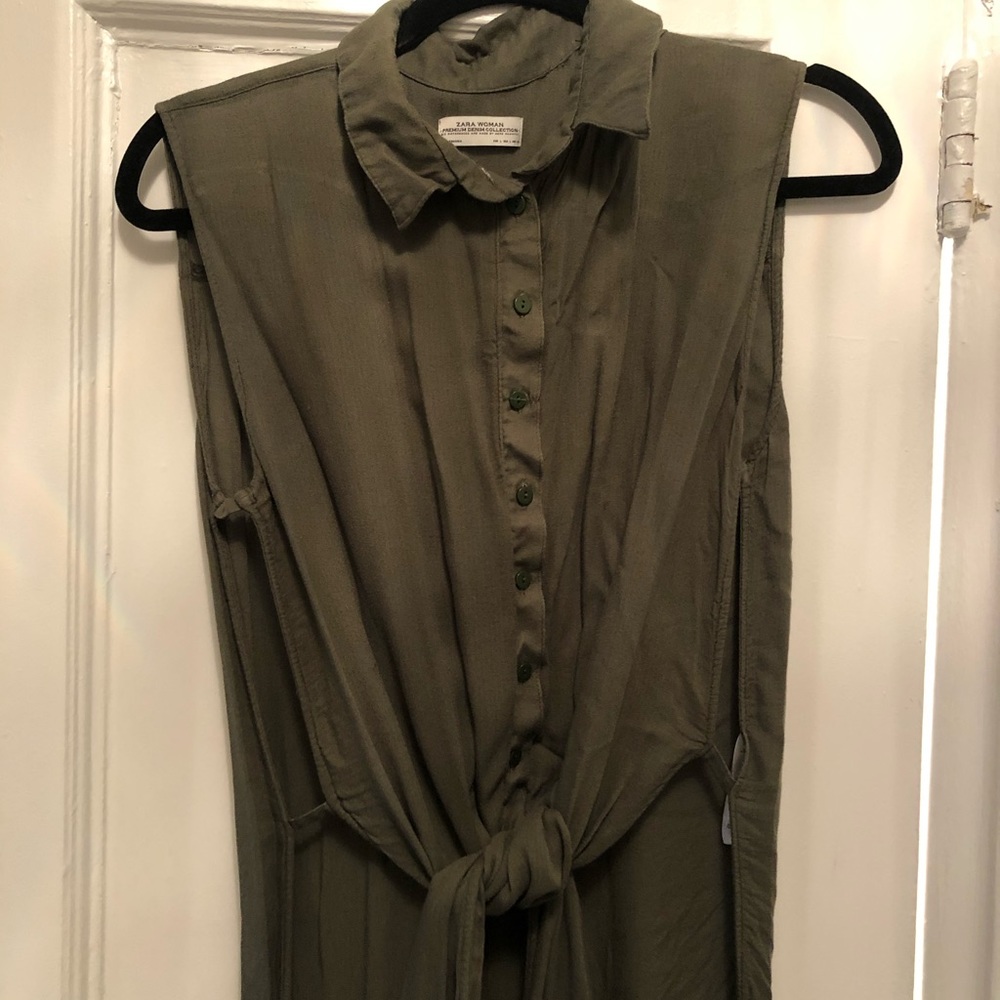 Zara army green top with panel sides